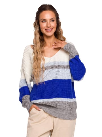 made of emotion Sweter w kolorze niebieskim ze wzorem