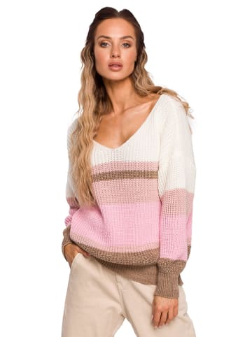 made of emotion Sweter w kolorze jasnoróżowym ze wzorem
