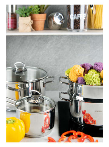 Trendy Kitchen by EXCÉLSA 2-delige set: roestvrijstalen pan met stoominzet - Ø 22 cm