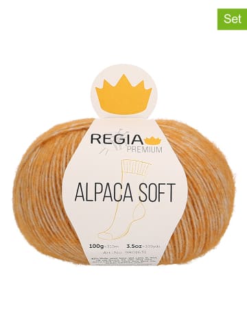Regia 5er-Set: Alpakagarne "Premium Alpaca Soft" in Orange - 5x 100 g