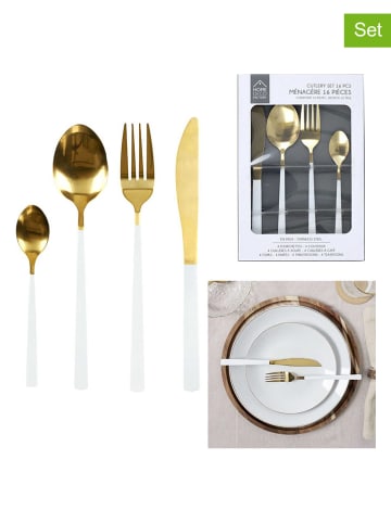 every ware 16tlg. Besteck-Set in Weiß/ Gold