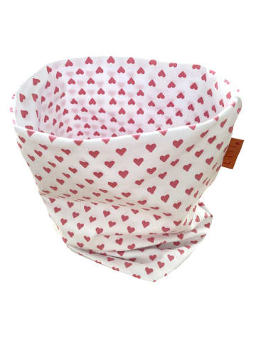 LiVi Loop-Schal "Herz Rosa" in Weiß/ Rosa - (L)50 x (B)24 cm