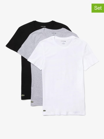 Lacoste Koszulki (3 szt.) w kolorze jasnoszarym, białym i czarnym