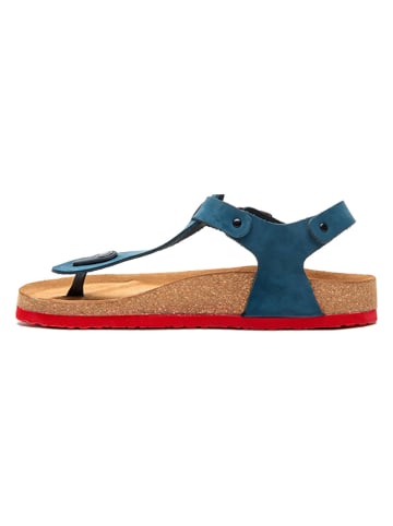 Comfortfusse Leren teensandalen blauw/rood