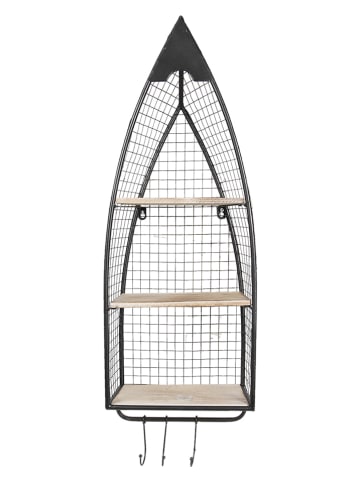 Clayre & Eef Regał ścienny w kolorze czarno-beżowym - 32 x 84 x 17 cm