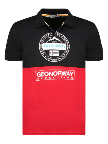 Geographical Norway Poloshirt in Schwarz/ Rot