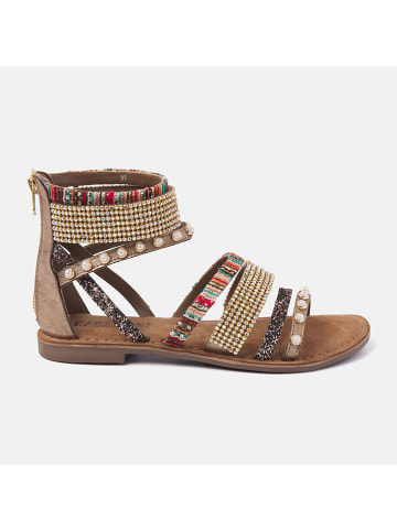 Lazamani Skórzane sandały ze wzorem