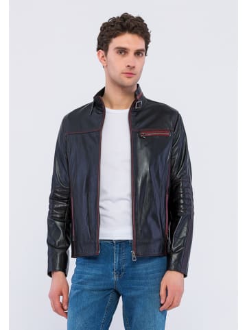 Basics & More Leren jas zwart