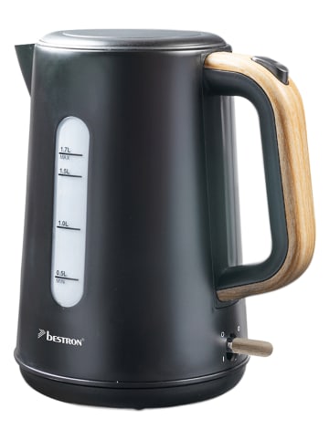 bESTRON Wasserkocher "Black & Wood" in Schwarz - 1,7 l