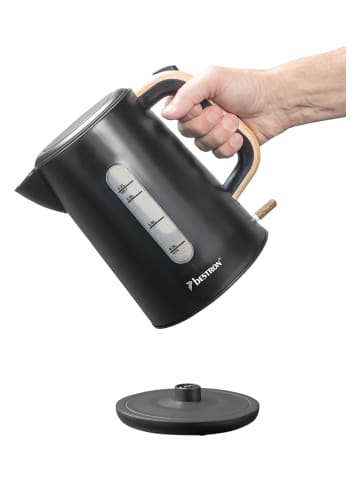 bESTRON Wasserkocher "Black & Wood" in Schwarz - 1,7 l