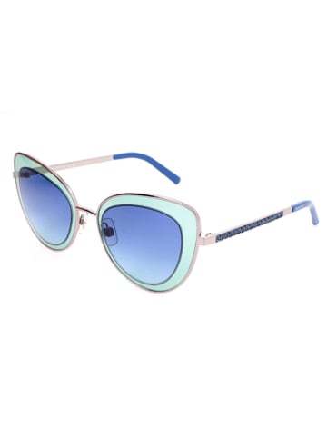 Swarovski Damskie okulary przeciwsłoneczne w kolorze srebrno-niebiesko-turkusowym