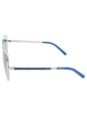 Swarovski Damen-Sonnenbrille in Silber/ Blau-Türkis