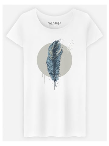 WOOOP Koszulka "Feather In A Circle" w kolorze białym