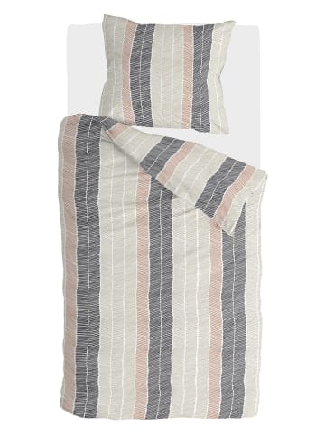 Walra Bettwäsche-Set "Remade Drawing Fishbones" in Beige/ Anthrazit