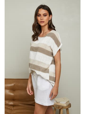 Fleur de Lin Shirt "Epicea" in Beige/ Taupe