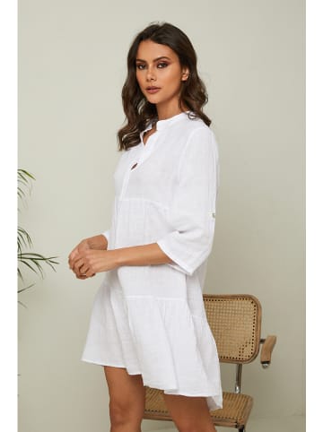 La Compagnie Du Lin Leinen-Kleid "Gabin" in Weiß