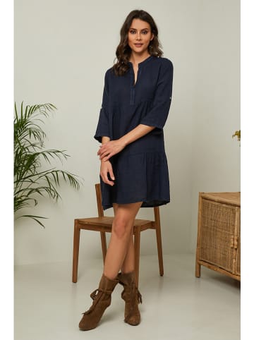 Fleur de Lin Leinen-Kleid "Gabin" in Dunkelblau