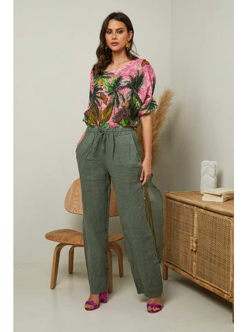 Joséfine Lniane spodnie "Garancel" w kolorze khaki