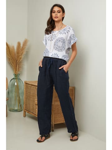 La Compagnie Du Lin Linnen broek "Garancel" donkerblauw
