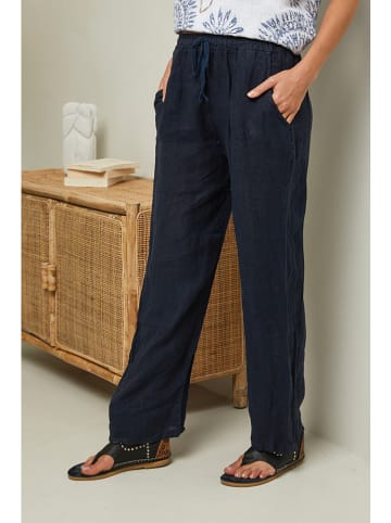 La Compagnie Du Lin Linnen broek "Garancel" donkerblauw