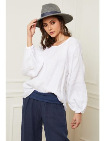 Fleur de Lin Leinen-Bluse "Ines" in Weiß