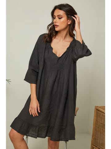 Fleur de Lin Leinen-Kleid "Jasmine" in Schwarz