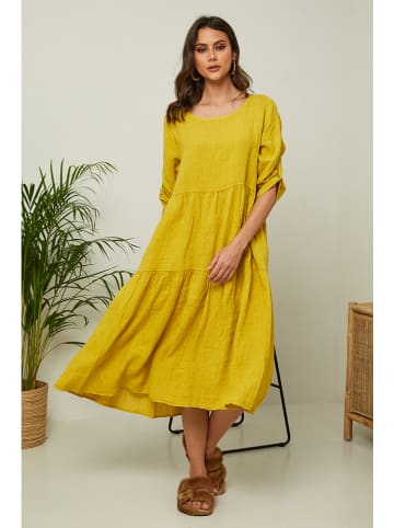 Joséfine Lniana sukienka "Lantana" w kolorze żółtym