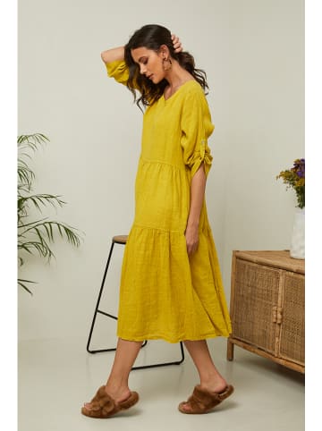Fleur de Lin Leinen-Kleid "Lantana" in Gelb