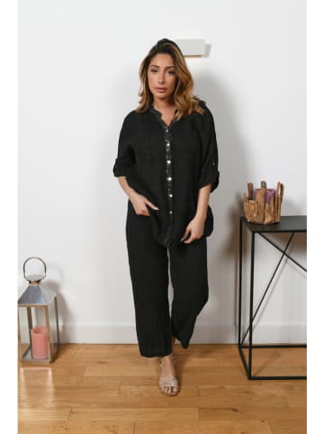 Plus Size Company Linnen blouse "Coralie" zwart