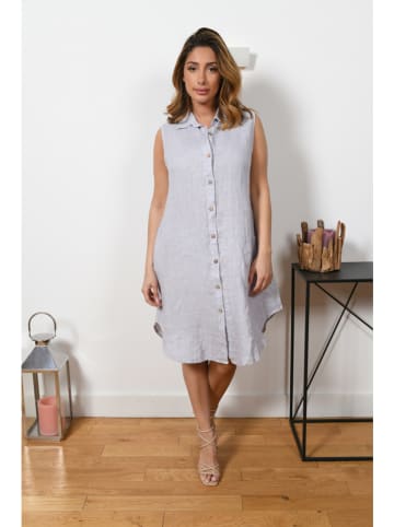 Plus Size Company Linnen jurk "Elly" lichtgrijs