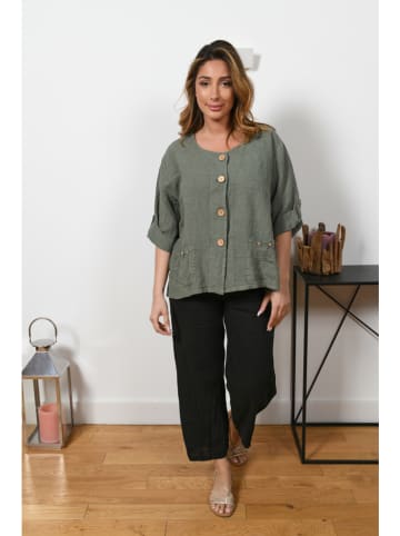 Plus Size Company Linnen blouse "Jenny" kaki
