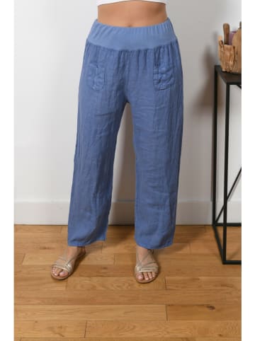 Plus Size Company Lniane spodnie "Sally" w kolorze niebieskim