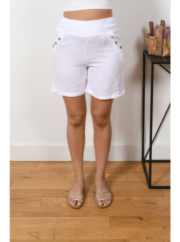 Plus Size Company Lniane szorty "Shelly" w kolorze białym