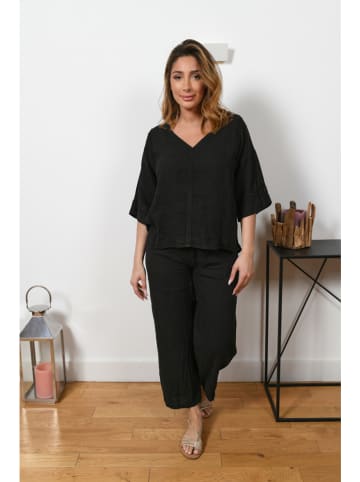 Plus Size Company Lniana bluzka w kolorze czarnym