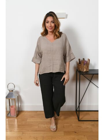 Plus Size Company Leinen-Bluse  in Taupe