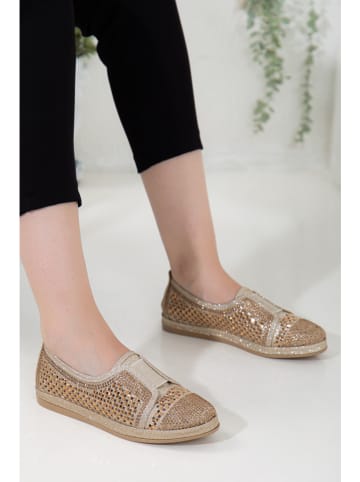 Fnuun Shoes Slipper in Beige/ Gold