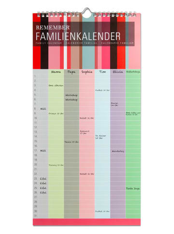 Remember Familiekalender meerkleurig - (L)41 x (B)21,5 cm