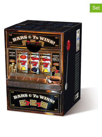 Remember 2-delige set: kartonnen krukken "Las Vegas" zwart/meerkleurig