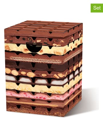 Remember 2er-Set: Papphocker "Schokolade" in Braun - (B)32,5 x (H)44,4 x (T)32,5 cm