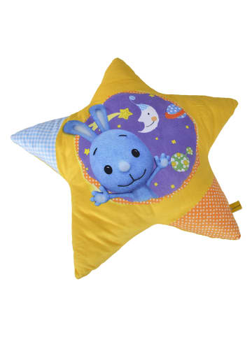 KiKANiNCHEN Pluchen kissen "Ki-Konijn" geel/blauw