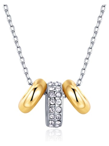 METROPOLITAN Vergold. Halskette mit Swarovski Kristallen und Anhängern - (L)42 cm