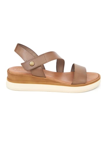 CLKA Leren sleehaksandalen taupe
