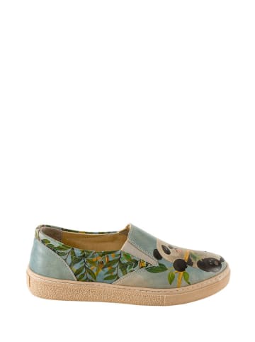 Streetfly Slippersy w kolorze miętowym ze wzorem