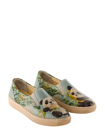 Streetfly Slippersy w kolorze miętowym ze wzorem