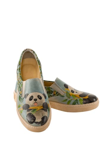 Streetfly Slippersy w kolorze miętowym ze wzorem