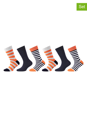 s.Oliver 6er-Set: Socken in Grau/ Orange/ Dunkelblau