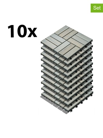 Gartenfreude 10-delige set: terrastegels grijs - (B)30 x (L)30 cm