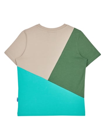 finkid Koszulka "Ankkuri" w kolorze zielono-beżowym