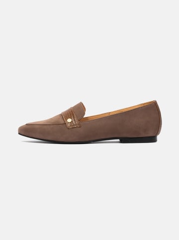 Poche Paris Leren instappers taupe