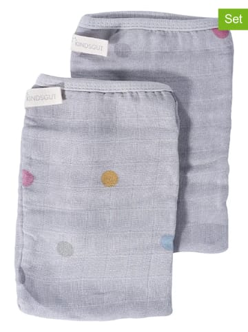 Kindsgut 2-delige set: washandjes grijs - (L)20 x (B)14 cm